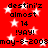 Red background with white stars and repeated black text reading "destini'z almost 14 !YAY! may-8-2008" in two