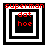 Four variations of a pixelated icon with red text "superman dot hoe" over black-and-white nested squares, each showing different square layer arrangements.