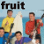 A 2x2 contact sheet of four animated frames showing a group of people in colorful shirts with text labels above each frame, set against a light blue background.