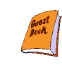 A series of animated book illustrations showing sequential page turns and pen interactions on a gray background.