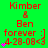 Green background with red text reading "Kimber & Ben forever :) 4.28-08<3" and pink star-like symbols, displayed in a of repeated identical frames