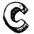 A black-and-white C-shaped icon with red pixel clusters animating across its top-left curve in a sequence of showing progressive reduction and repositioning