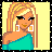 Pixel art contact sheet showing three frames of an animated buddy icon with yellow background, featuring a blonde woman in teal top, midsection of person in teal crop top and black pants, and full-body view of person in black outfit with silver accents.