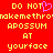 Red background with yellow pixelated text reading 'DO NOT' above 'makemethrow' and 'APOSSUM' with a pink heart symbol replacing 'O' in 'NOT' on the left side.