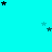 A static image with a cyan background featuring scattered black and teal stars of varying sizes, with a gray rectangular shape in the bottom right corner.