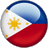 Static circular icon featuring the Philippine flag design with blue, white, and red sections and a yellow sun symbol on a gray background.