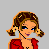 Pixelated cartoon character with brown pigtails and red top next to repeated text "sucks" on gray background.