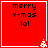 Red square icon with black text 'merry x-mas lol' and white pixelated tree in bottom-right corner, four identical arranged in a