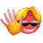 Animated contact sheet showing two frames of a cartoon character with red face, yellow hair, sunglasses, and waving hand against gray background.