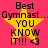 Yellow star with black text on pink background; four identical arranged in a showing "Best Gymnast... YOU KNOW IT!!! <3"