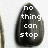 A teardrop-shaped dark gray icon with white pixelated text reading "no thing can stop" on the left side and "this kid" on the right side.