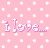 Pink polka-dot background with pixelated text reading 'i love... matt forever together ~30~08' in light pink and white.