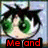 A cartoon character with spiky black hair and large green eyes appears in a , accompanied by red text reading "Me and dumbledore are cute"