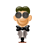 Pixelated character with dark green hair, dark sunglasses, light brown skin, black bow tie, silver pants, and brown shoes on gray background.