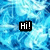 Blue water-like background with black text boxes displaying sequential dialogue: "Hi!", "I don't know you...", "but I think I love you!" and a heart symbol.