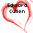 Two red heart-shaped outlines with black pixelated text inside, each containing distinct phrases on a white background.