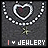 identical heart-shaped icons with a dotted border, each containing the text "I ❤️ JEHLENY!" in varying color schemes