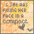 25 identical pixelated showing a woman fixing her face in a compact, with text and small butterfly icons on an orange background