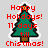 Pixelated holiday-themed icon with a green Christmas tree, red text reading 'Happy Holidays! 11 days till Chistmas!', and white outline on gray background.