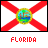 A contact sheet of seven animated frames showing the Florida state flag with a central seal, each frame displaying "FLORIDA" text in different colors below the flag.