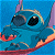 Pixelated buddy icon featuring Stitch from Lilo & Stitch on left and green text 'Original Icons .com' on right against blue background.