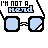 A 5x4 contact sheet of pixel art frames showing a pair of light blue glasses with black outlines and text changes across frames, displaying phrases like "I'M NOT A FLEND" and "I'M JUST" in gray or dark gray above the glasses, then "SOCIALY CHALLENGED" below them.