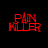 Red pixelated text "PAIN KILLER" displayed across four background variations: black, gray, white, and dark gray.