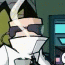 Animated cartoon character in white lab coat and green vest with steam rising from mouth, changing facial expression across frames.
