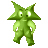 Green star-shaped character with four arms and two eyes, shown in walking animation with alternating poses.