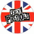 Static 50x50 pixel icon featuring a Union Jack background with bold black-and-white text reading "SEX PISTOLS" in the center, rendered with low-resolution pixelation and dithering effects.