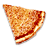 A pixelated pizza slice on a white background, with blue text reading "pizza is the best and always will be so ha...." in four sections.