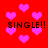 Red background with scattered pink hearts and repeated black text reading "SINGLE!!" in two