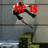 Animated sequence showing a figure in black and white clothing performing acrobatic moves against a -patterned background with red text overlays