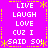 A static digital image with a bright pink background, yellow dashed borders, and white text arranged in four of repeated phrases