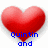 A pixelated red heart shape with blue text reading "Quintin and" below it on a white background.