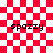 Red and white checkered background with four instances of the word 'spazzy' in black pixelated text, each surrounded by a of white squares that animate to expand outward