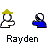 Pixel art animation of two figures with yellow hats and blue/white clothing, showing sequential pose changes against a gray background.