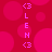 A static image with a red background featuring pink circles and vertical text reading 'GLEN' in pixelated letters.