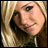 A 48x48 pixel buddy icon featuring a split composition with a person's face on the left and text elements on the right, displayed as part of an animated contact sheet.