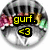 Circular icon with metallic piano keys and colorful floral border; two versions show text 'gurf.' and '43' or a white heart symbol.