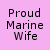 Six -aligned each display "Proud Marine Wife" text in pixelated font over solid pastel backgrounds
