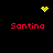 Four identical display red text 'Santina' beneath yellow pixelated symbols on a black background