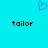 A static image with a cyan background featuring two black 'tailor' texts and one blue pixelated heart symbol above them.