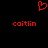 Red pixelated heart symbol above two instances of the text 'caitlin' on a black background.