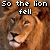 A four- pixelated image with text overlays: a lion, lamb, hands holding an object, and empty space