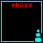 Four identical pixel art display red text and a cyan icon with animation changes