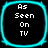 Four identical square icons arranged in a , each with cyan border and black background displaying "As Seen On TV" text
