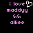 Pixelated text and symbols in pink and white on black background, with one version showing a heart symbol replacing the word 'heart' in 'i love'.