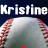 baseballs with red stitching on a dark blue background, each displaying the name 'Kristine' in white text above them