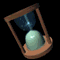 Animated hourglass with light blue sand in a wooden frame, shown from multiple angles and orientations against a black background.
